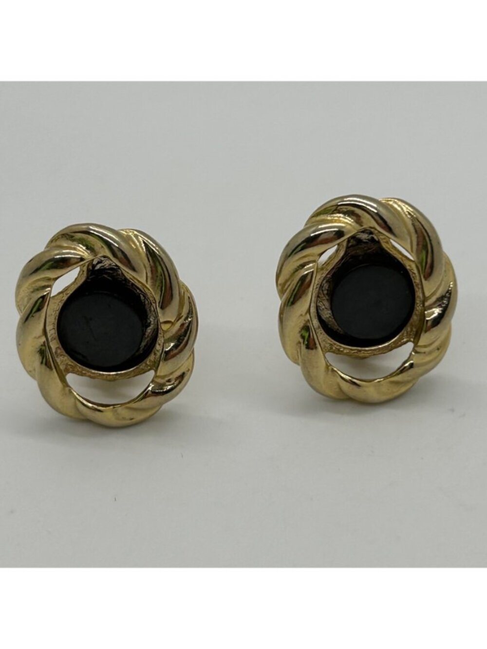 Vintage Gold-Tone Interchangeable Clip-On Earrings 10 Interchangeable Cabochons - Picture 8 of 13